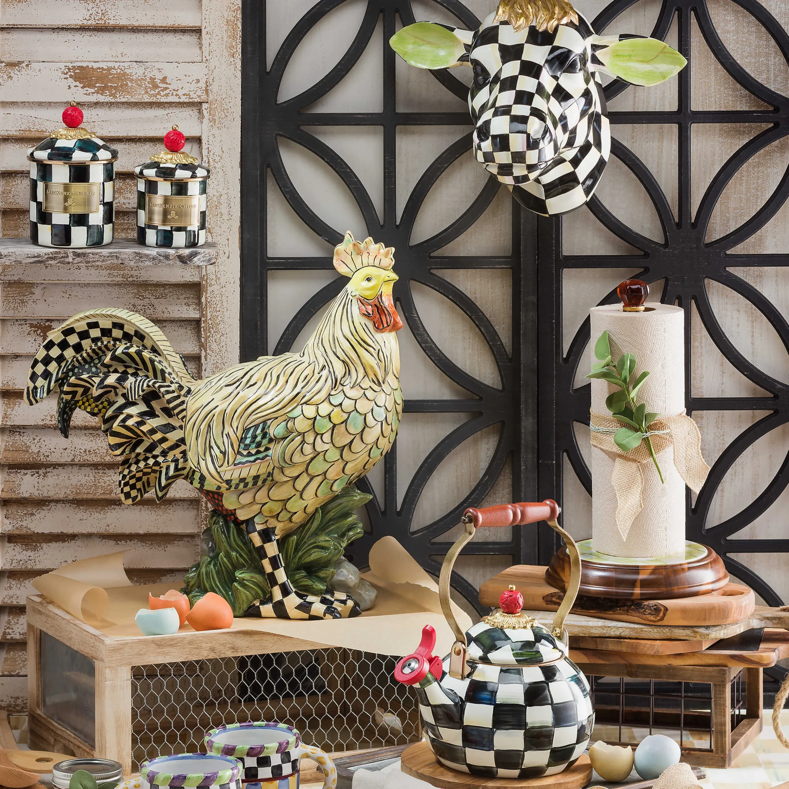 The Coffee Shop|Tea Kettles|MacKenzie-Childs Courtly Check Whistling Tea Kettle