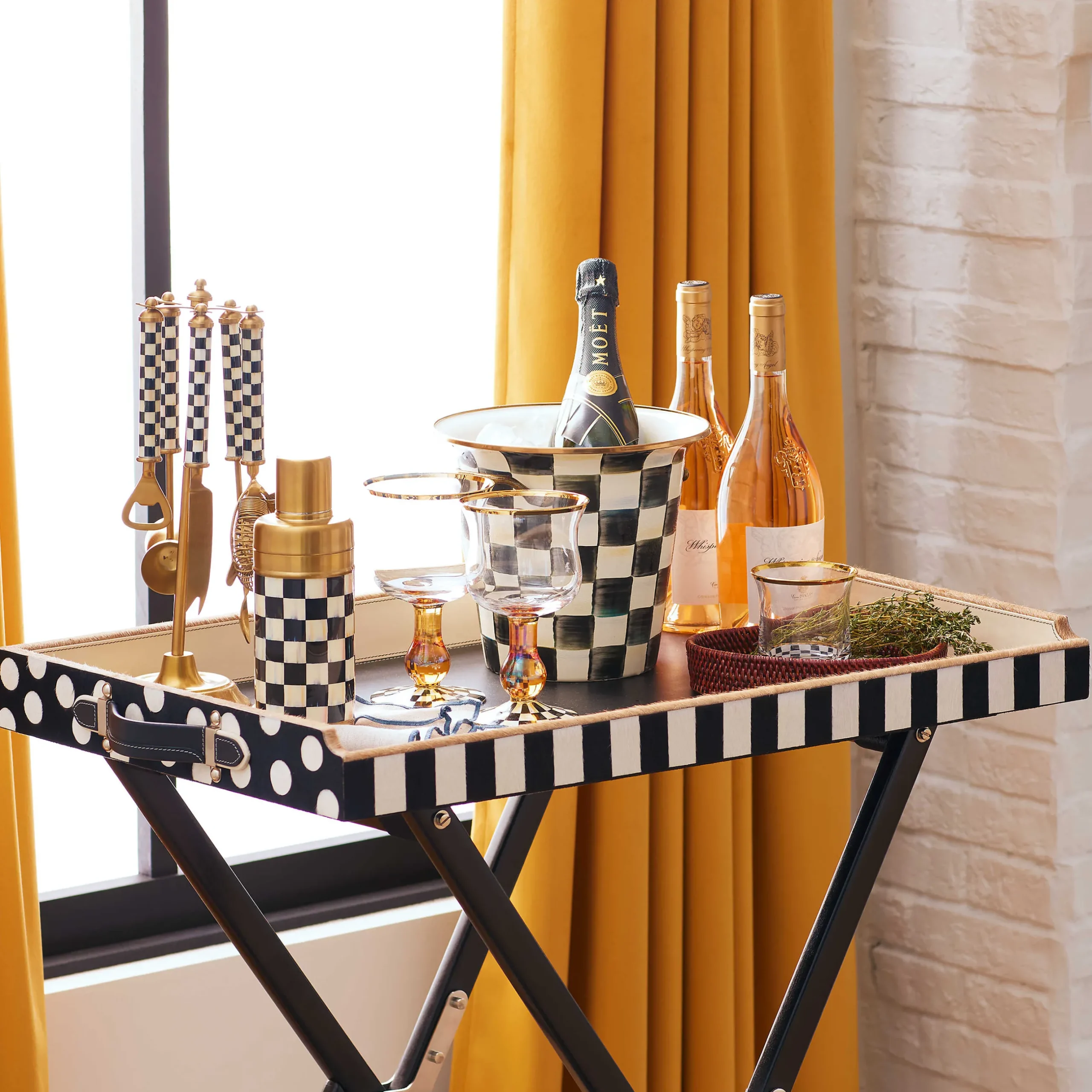 Fall Entertaining|Drinkware|MacKenzie-Childs Courtly Check Wine Glass