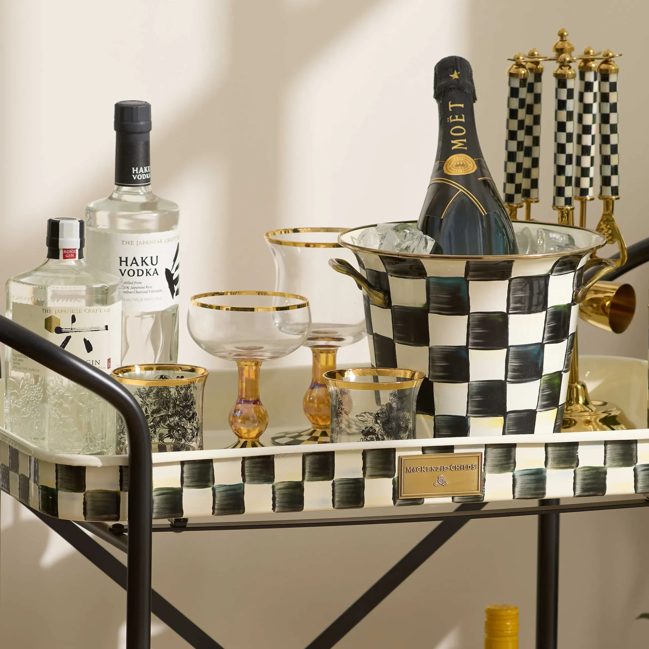 Fall Entertaining|Drinkware|MacKenzie-Childs Courtly Check Wine Glass