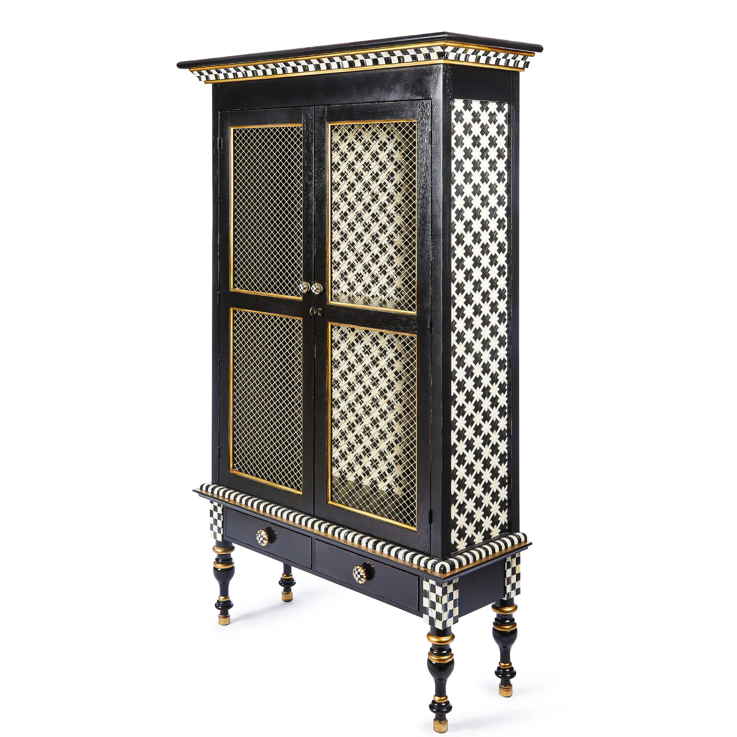 Storage Furniture|Dining Room & Kitchen|MacKenzie-Childs Courtly Criss-Cross Cabinet