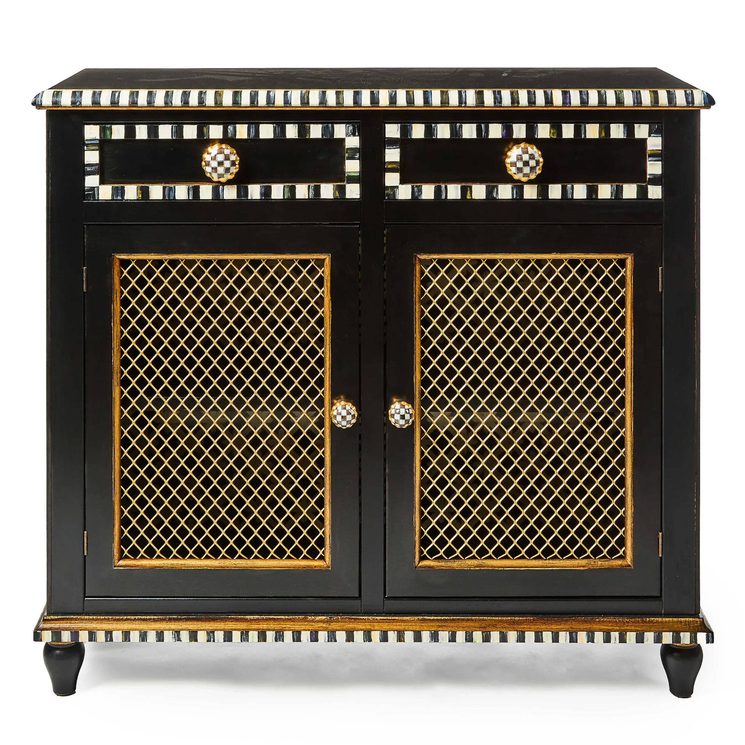 Storage Furniture|Dining Room & Kitchen|MacKenzie-Childs Courtly Criss-Cross Small Cabinet