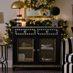 Storage Furniture|Dining Room & Kitchen|MacKenzie-Childs Courtly Criss-Cross Small Cabinet
