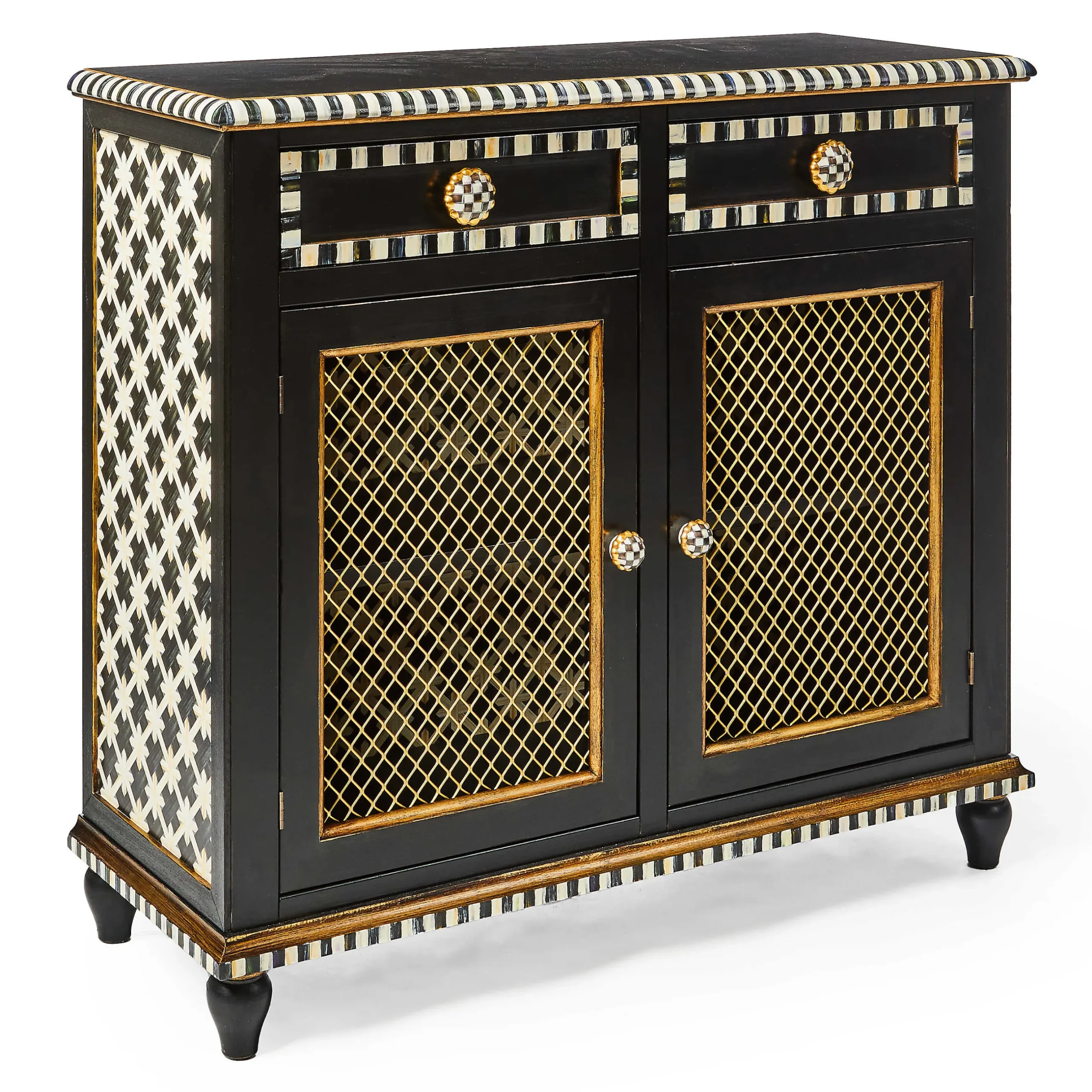 Storage Furniture|Dining Room & Kitchen|MacKenzie-Childs Courtly Criss-Cross Small Cabinet