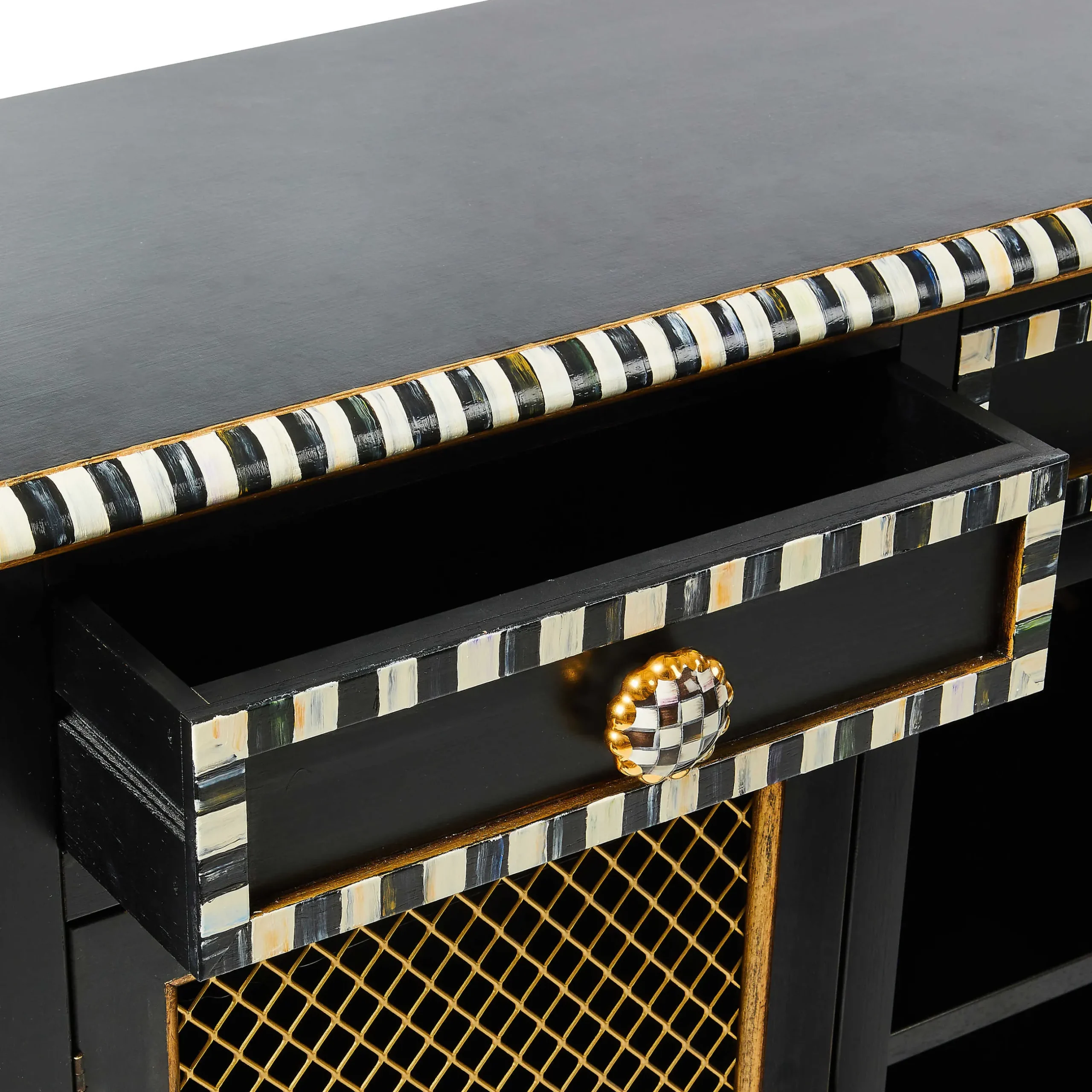 Storage Furniture|Dining Room & Kitchen|MacKenzie-Childs Courtly Criss-Cross Small Cabinet