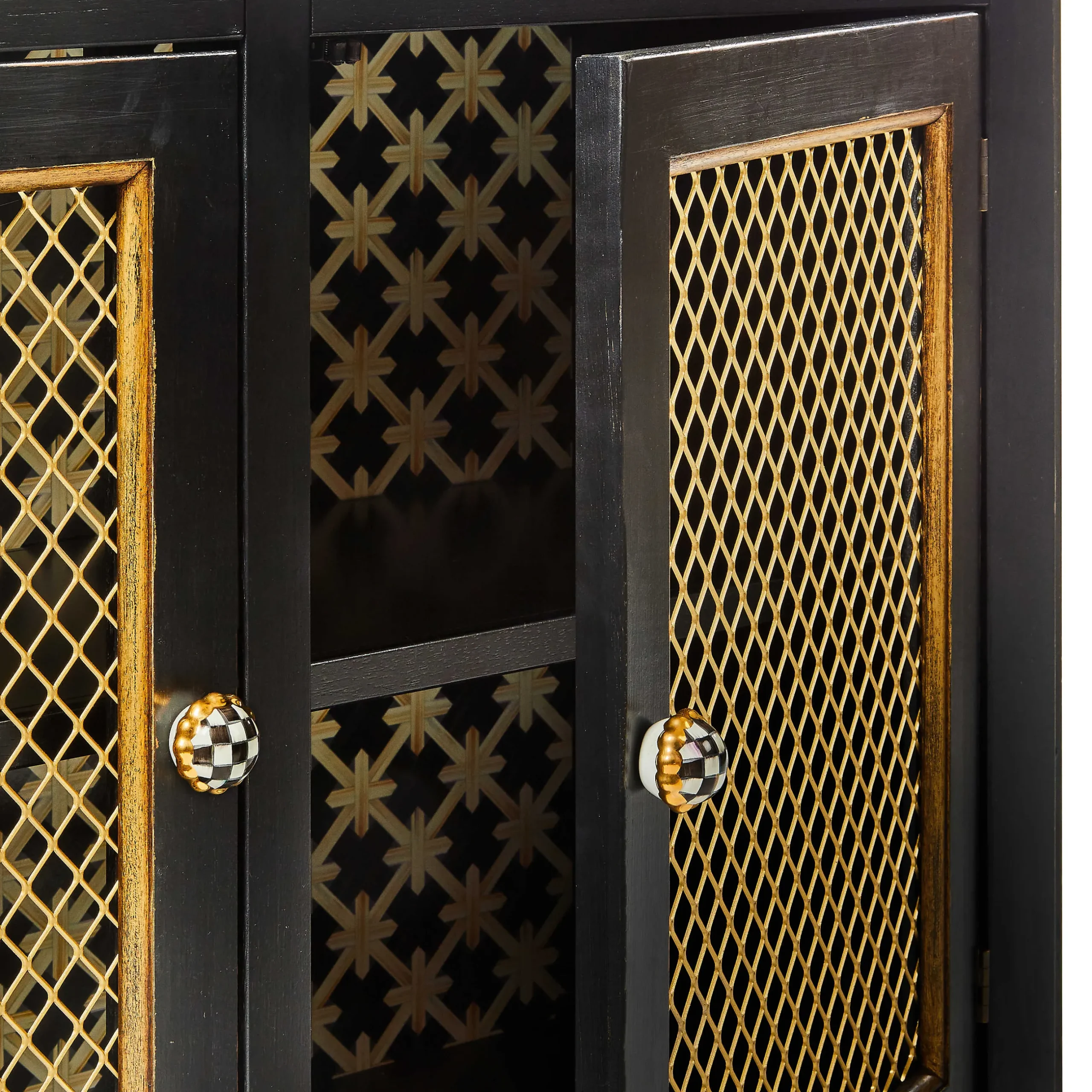 Storage Furniture|Dining Room & Kitchen|MacKenzie-Childs Courtly Criss-Cross Small Cabinet