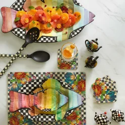 Table Accessories|Kitchen & Table Linens|MacKenzie-Childs Courtly Flower Market Cork Back Coasters, Set of 4
