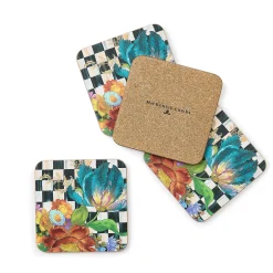 Table Accessories|Kitchen & Table Linens|MacKenzie-Childs Courtly Flower Market Cork Back Coasters, Set of 4