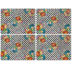 Table Accessories|Kitchen & Table Linens|MacKenzie-Childs Courtly Flower Market Cork Back Placemats, Set of 4