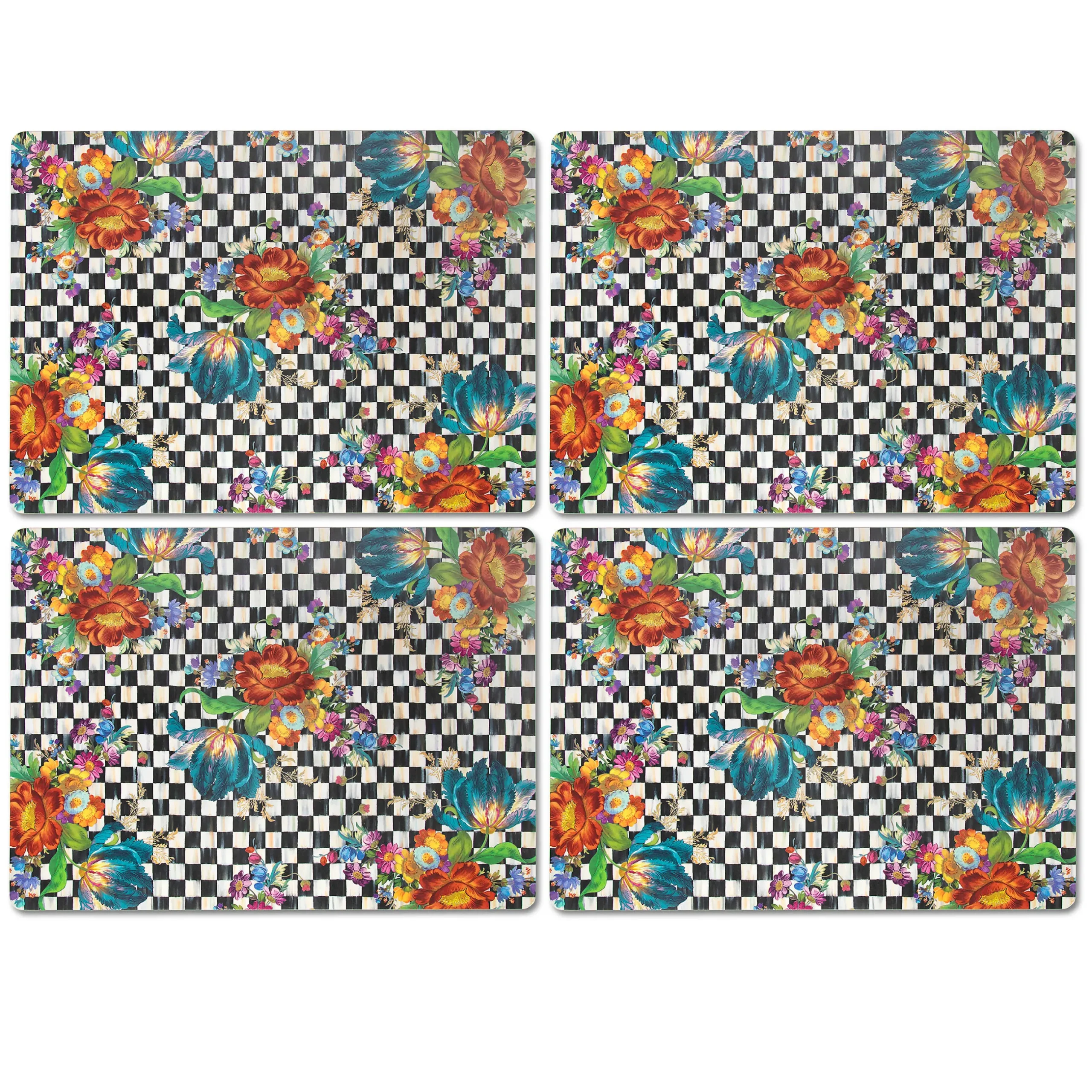 Table Accessories|Kitchen & Table Linens|MacKenzie-Childs Courtly Flower Market Cork Back Placemats, Set of 4