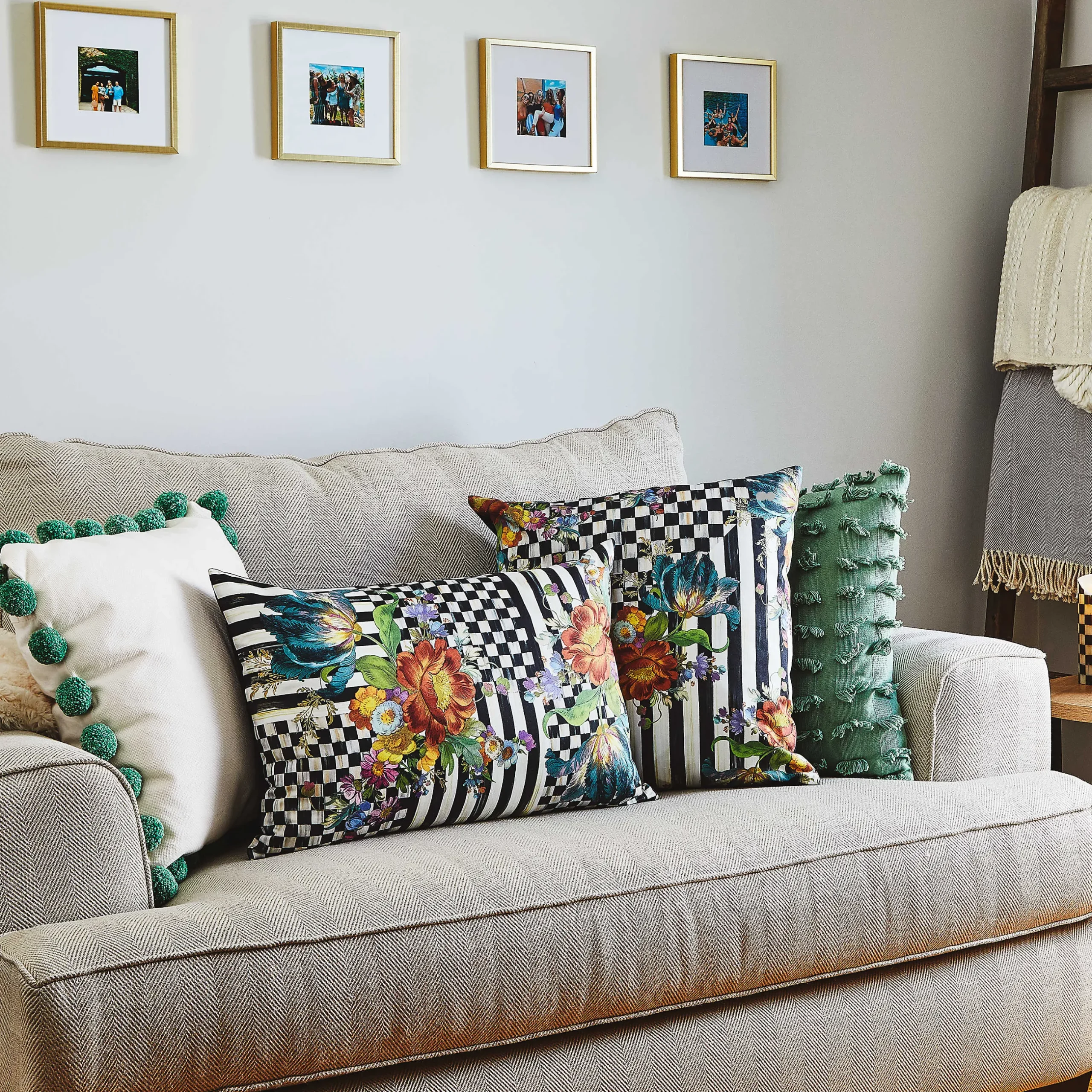 Spring|Pillows, Throws, & Cushions|MacKenzie-Childs Courtly Flower Market Pillow
