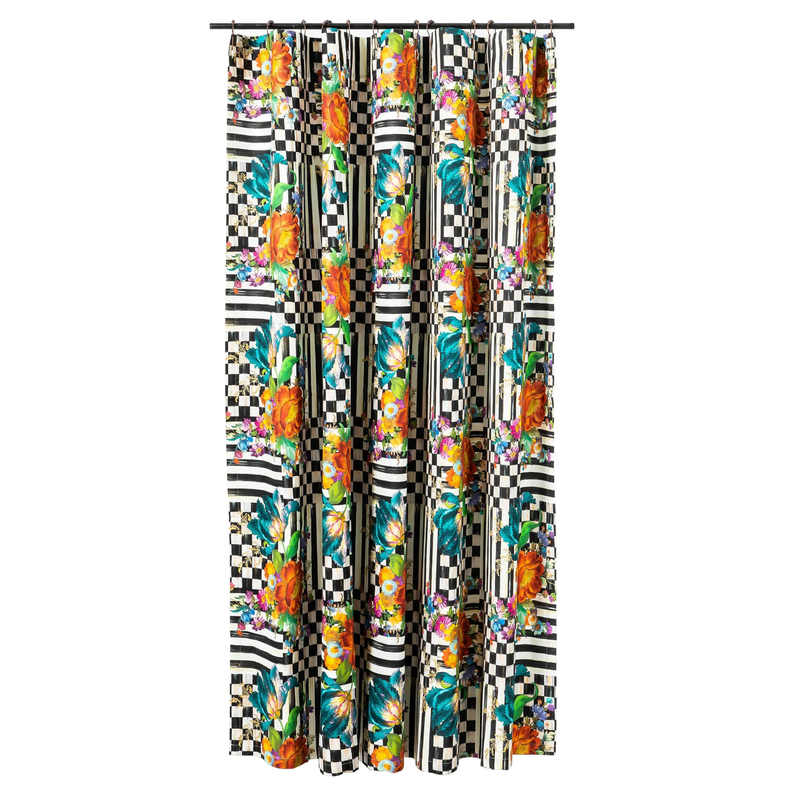 Bath & Bath Accessories|MacKenzie-Childs Courtly Flower Market Shower Curtain