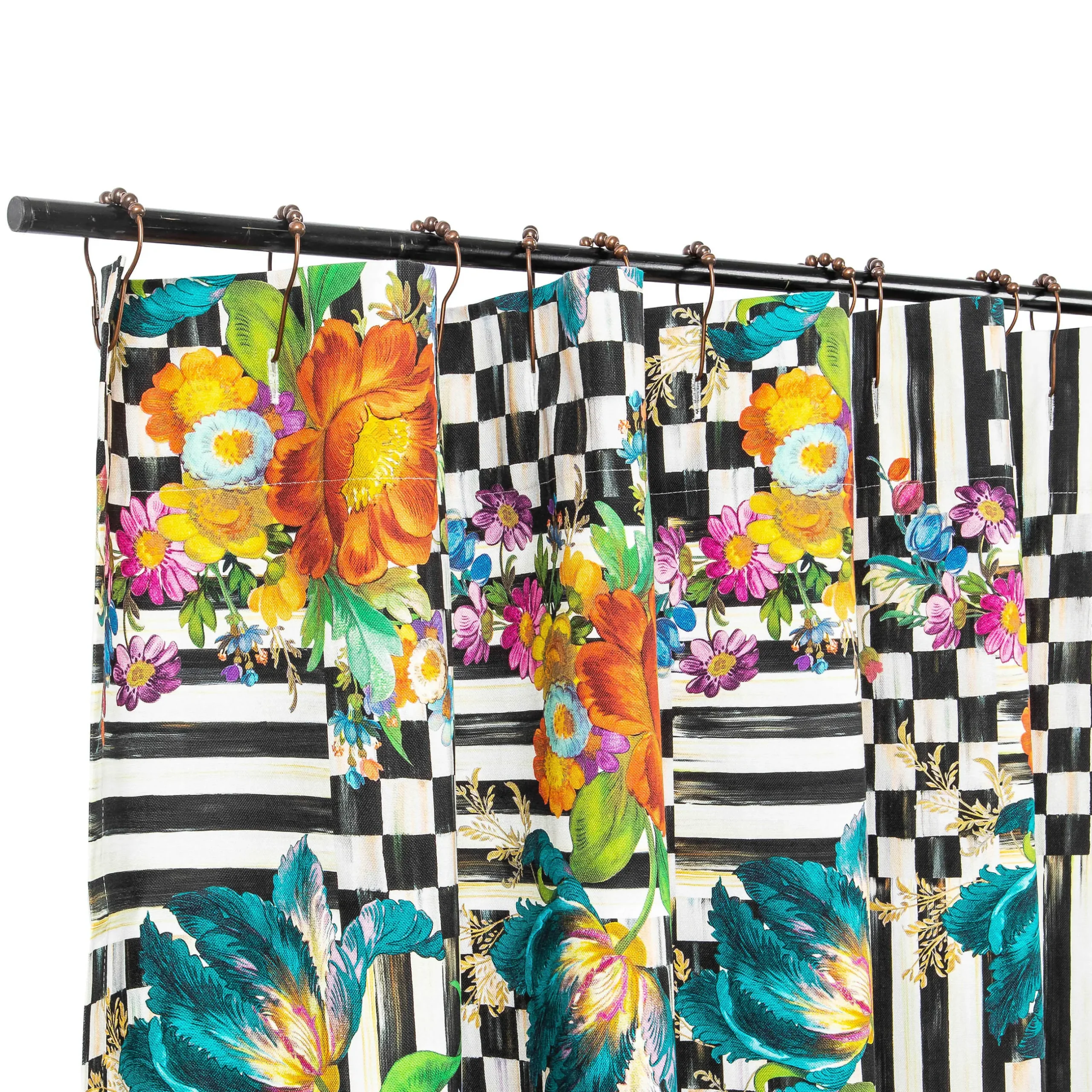 Bath & Bath Accessories|MacKenzie-Childs Courtly Flower Market Shower Curtain