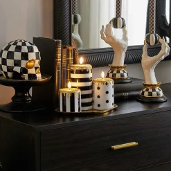Holiday|Candles & Fragrances|MacKenzie-Childs Courtly Illuminated Stripe  Dot Candles, Set of 3