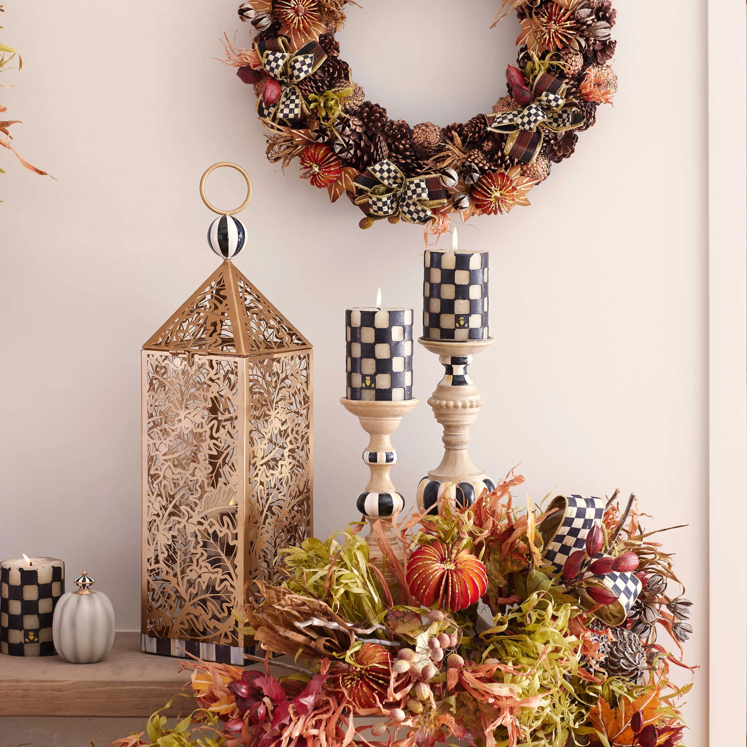 Candles & Fragrances|Room Accents|MacKenzie-Childs Courtly Pillar Candle Holders, Set of 3