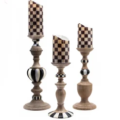 Candles & Fragrances|Room Accents|MacKenzie-Childs Courtly Pillar Candle Holders, Set of 3