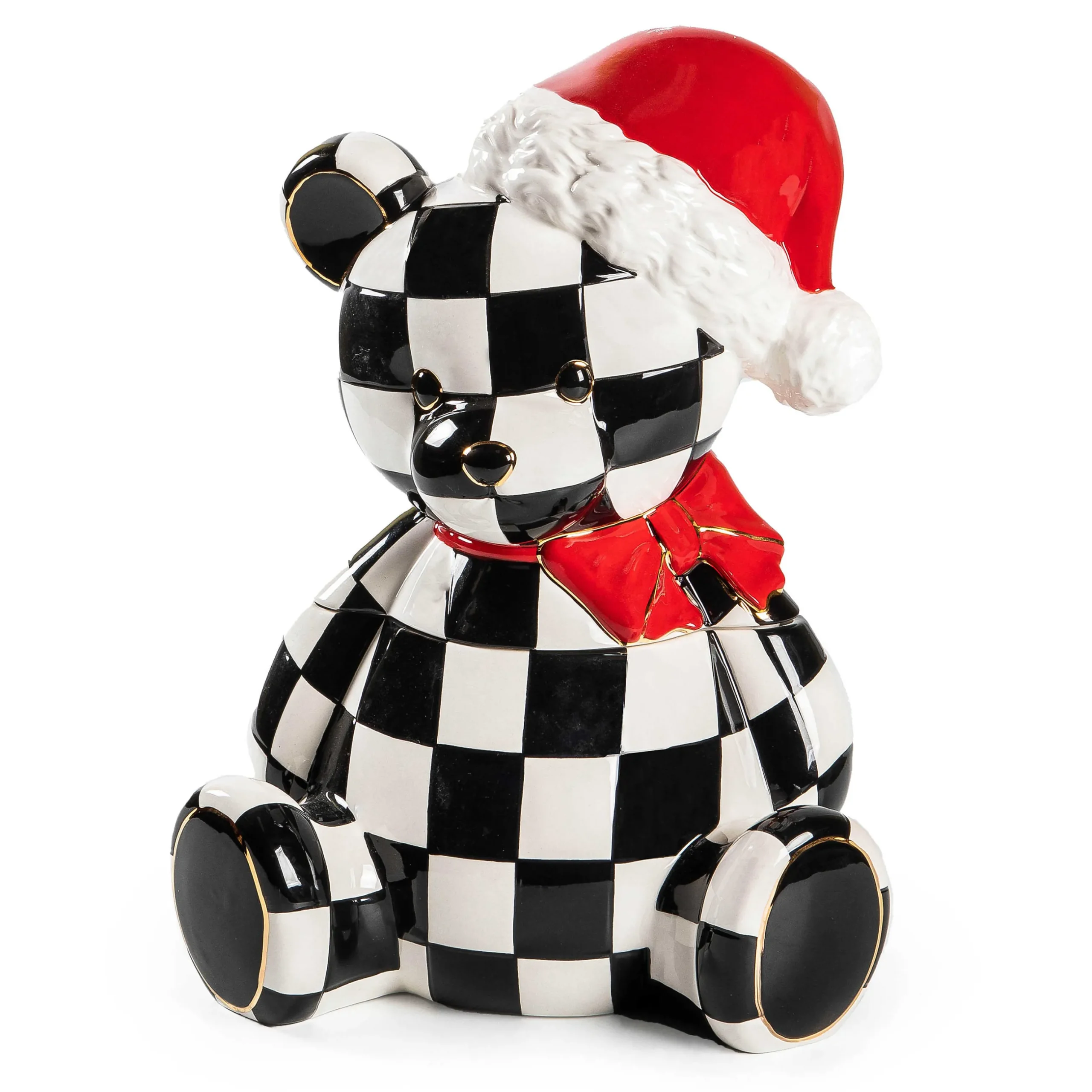 Holiday|Kitchen Storage & Organization|MacKenzie-Childs Courtly Santa Bear Cookie Jar
