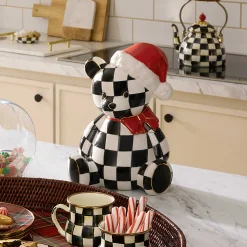 Holiday|Kitchen Storage & Organization|MacKenzie-Childs Courtly Santa Bear Cookie Jar