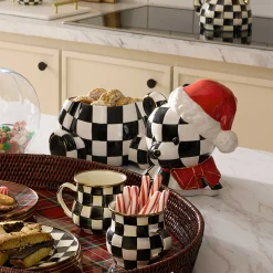 Holiday|Kitchen Storage & Organization|MacKenzie-Childs Courtly Santa Bear Cookie Jar