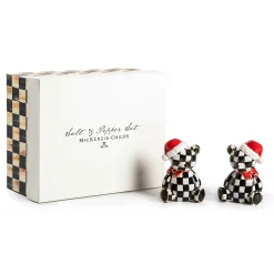 Table Accessories|Serveware|MacKenzie-Childs Courtly Santa Bear Salt  Pepper Set