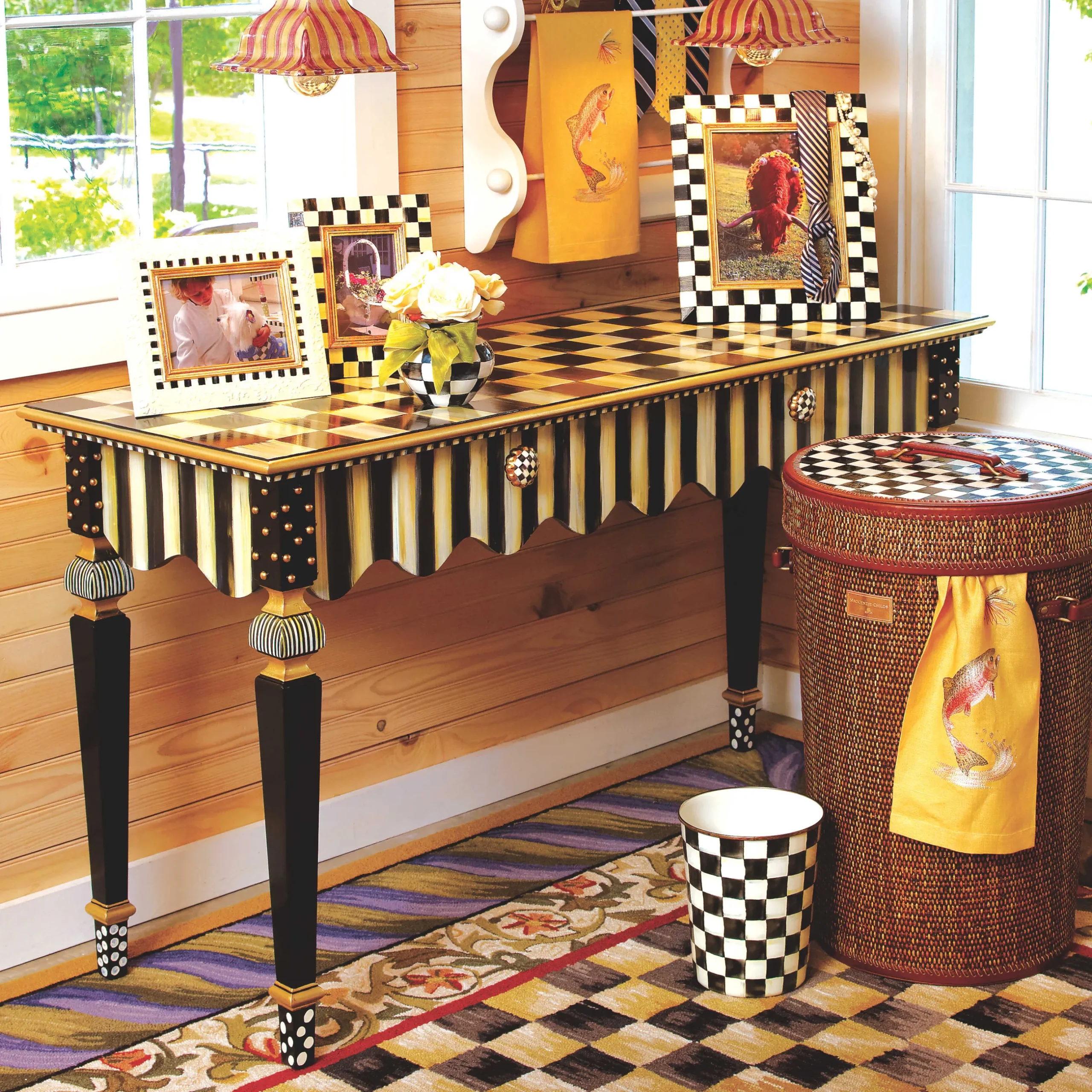 Storage Furniture|Entryway Furniture|MacKenzie-Childs Courtly Stripe Console Table