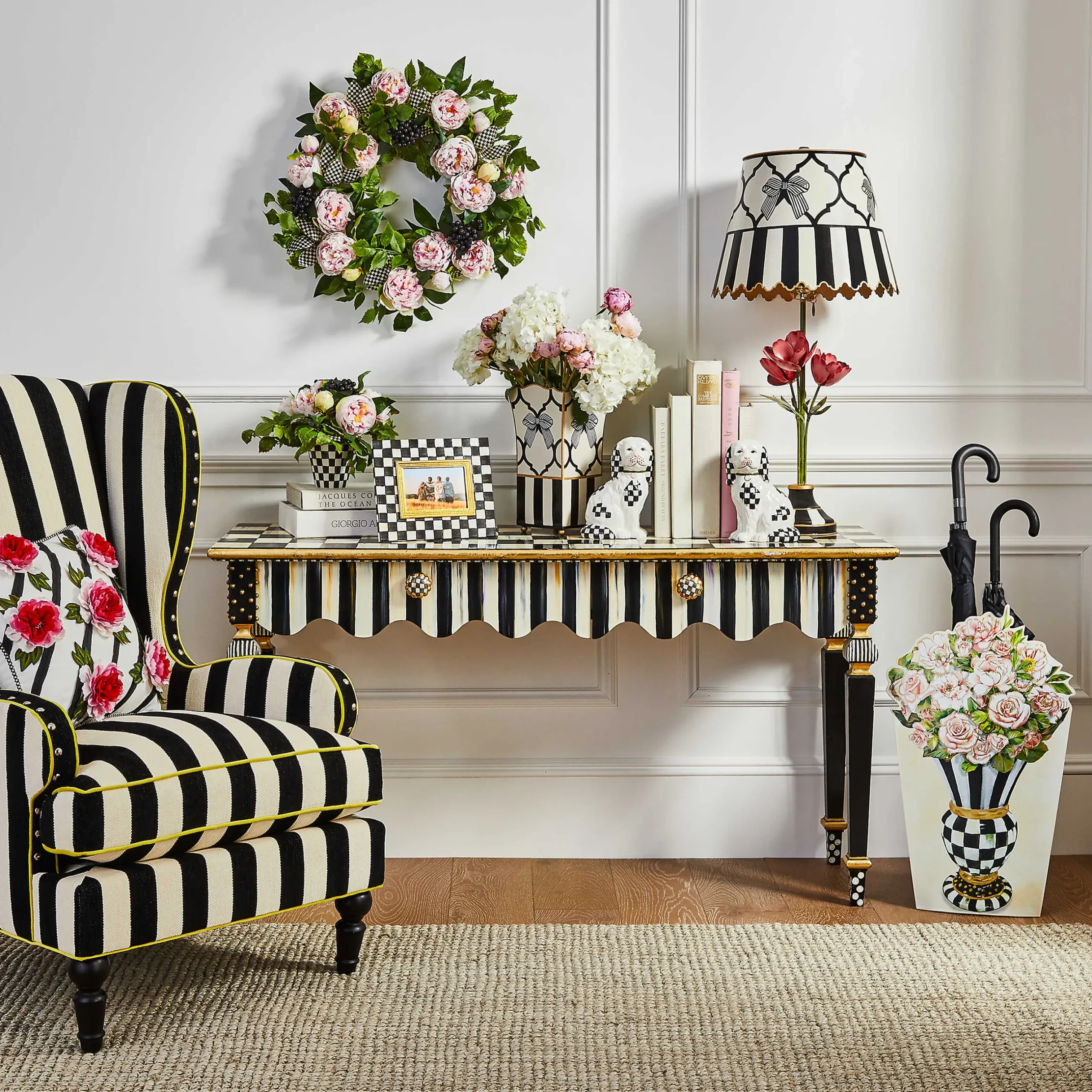 Storage Furniture|Entryway Furniture|MacKenzie-Childs Courtly Stripe Console Table