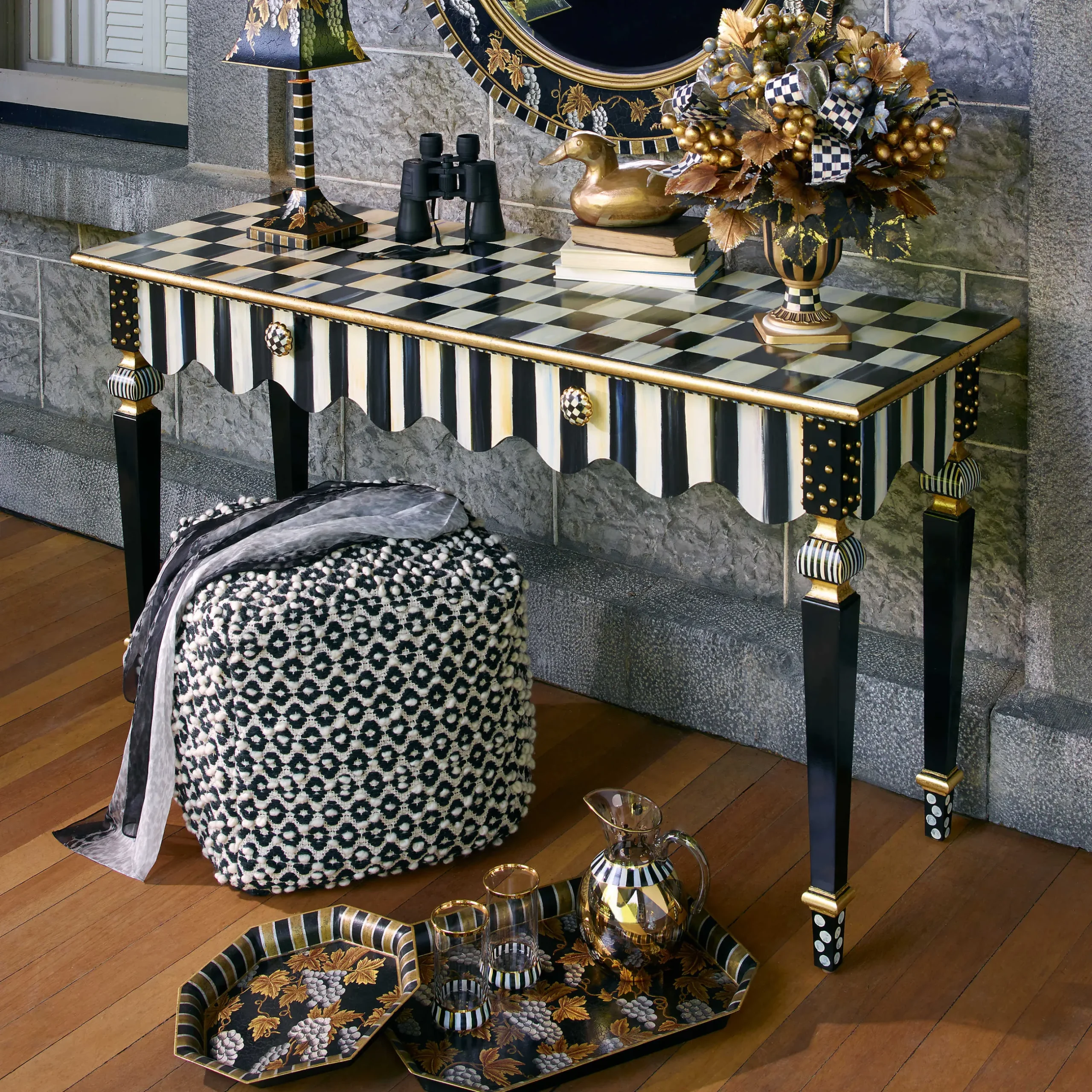 Storage Furniture|Entryway Furniture|MacKenzie-Childs Courtly Stripe Console Table