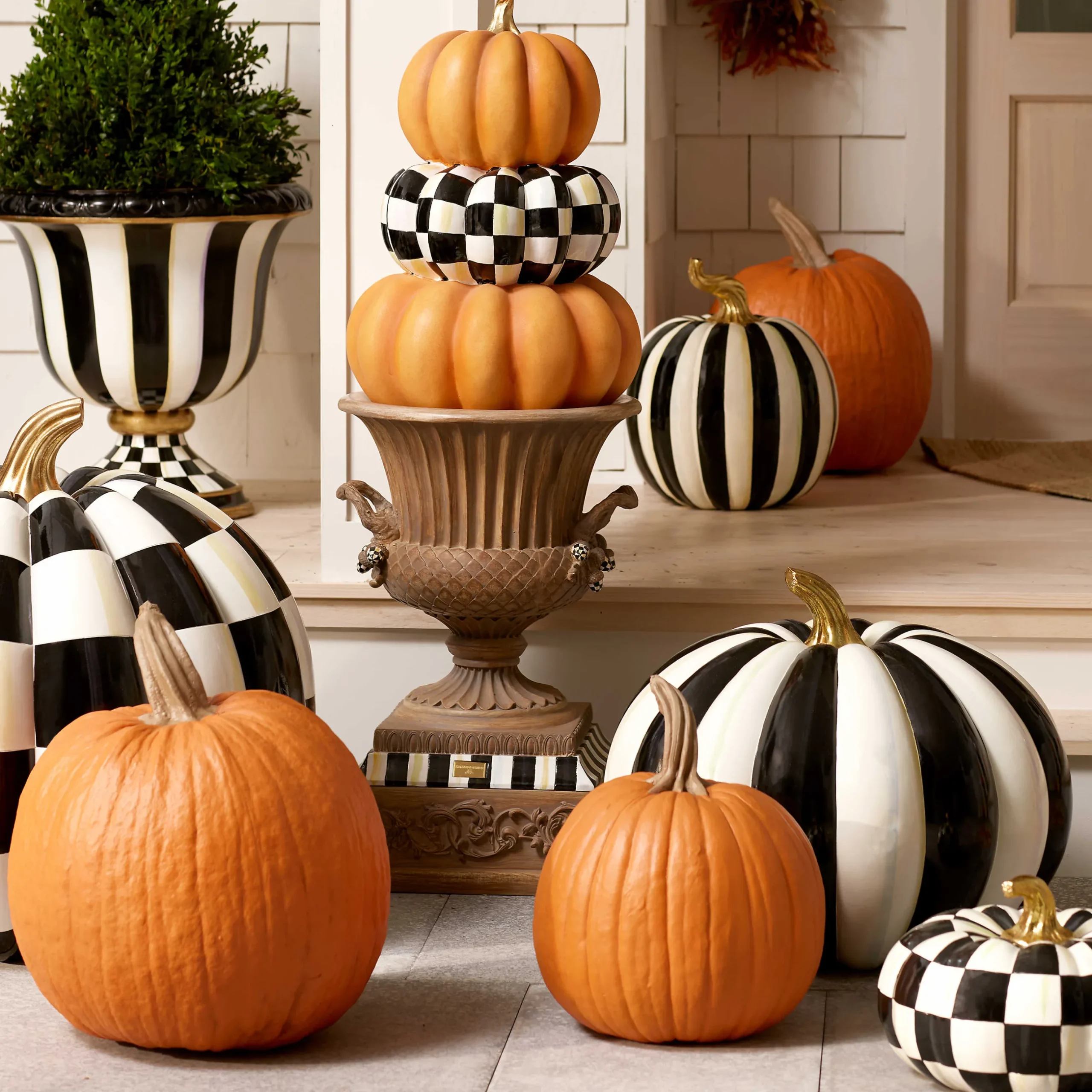 Pumpkins|The Halloween Shop|MacKenzie-Childs Courtly Stripe Glossy Large Pumpkin
