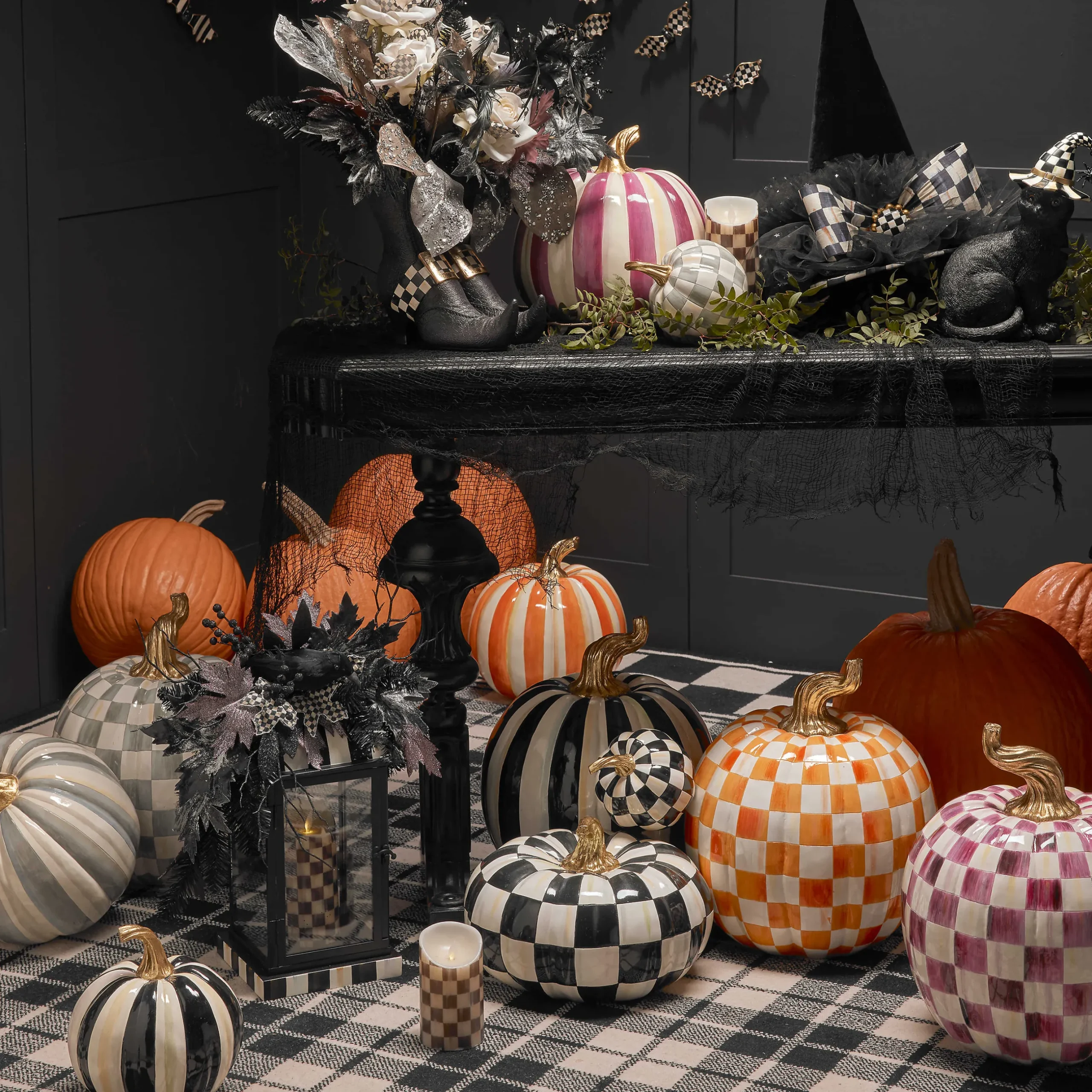 Pumpkins|The Halloween Shop|MacKenzie-Childs Courtly Stripe Glossy Small Pumpkin