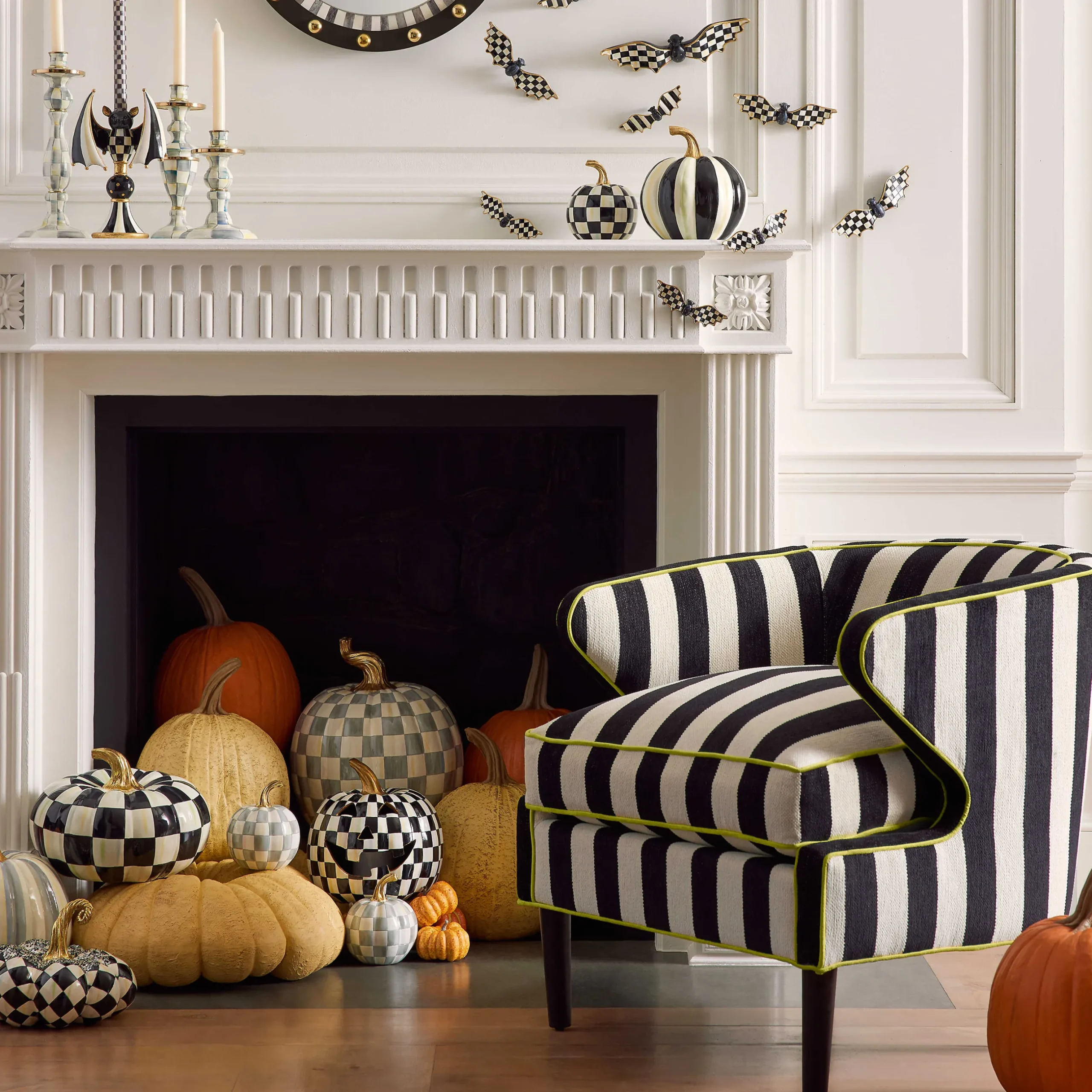 Pumpkins|The Halloween Shop|MacKenzie-Childs Courtly Stripe Glossy Small Pumpkin