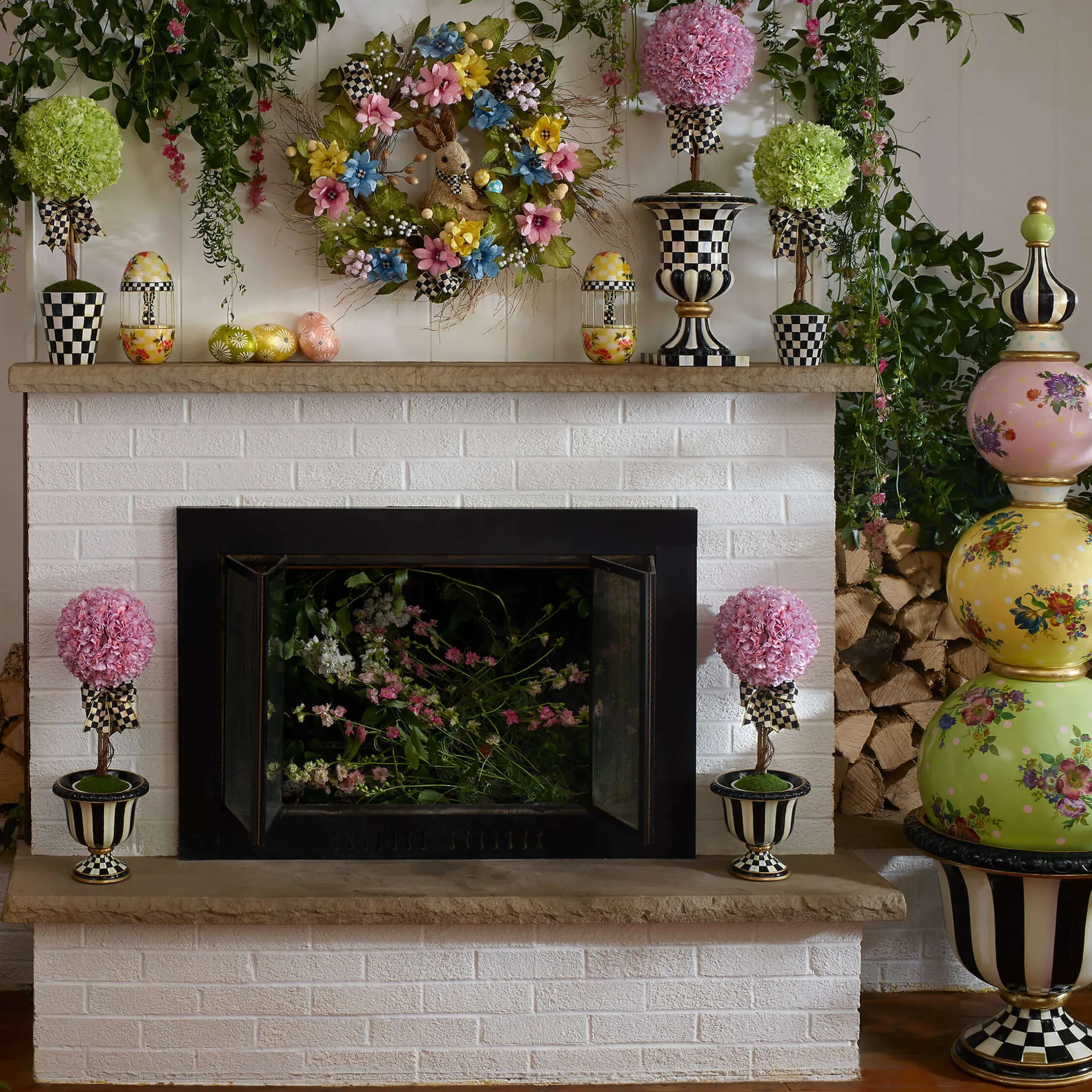 Outdoor|MacKenzie-Childs Courtly Stripe Tabletop Urn