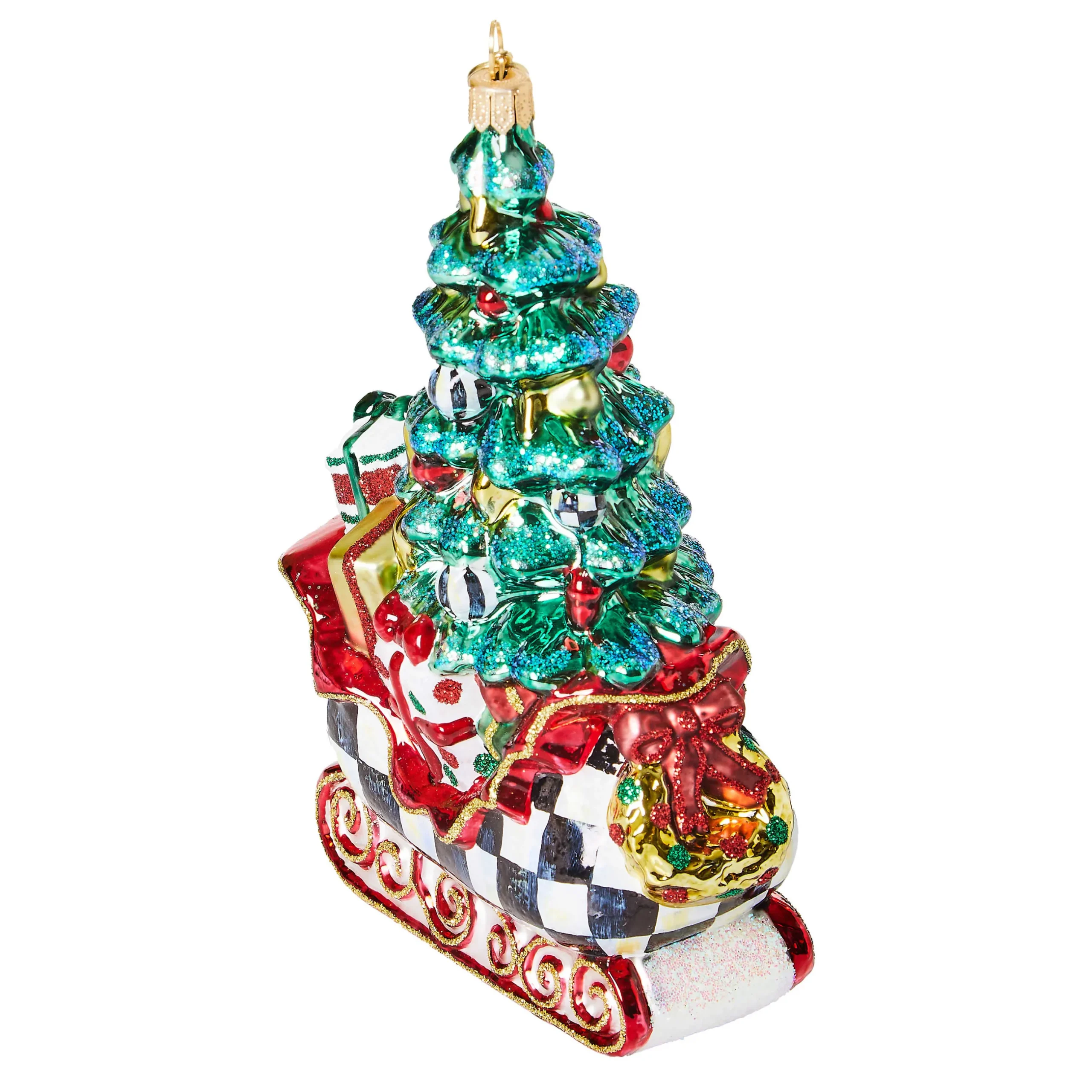 Holiday|MacKenzie-Childs Courtly Tree Sleigh Glass Ornament