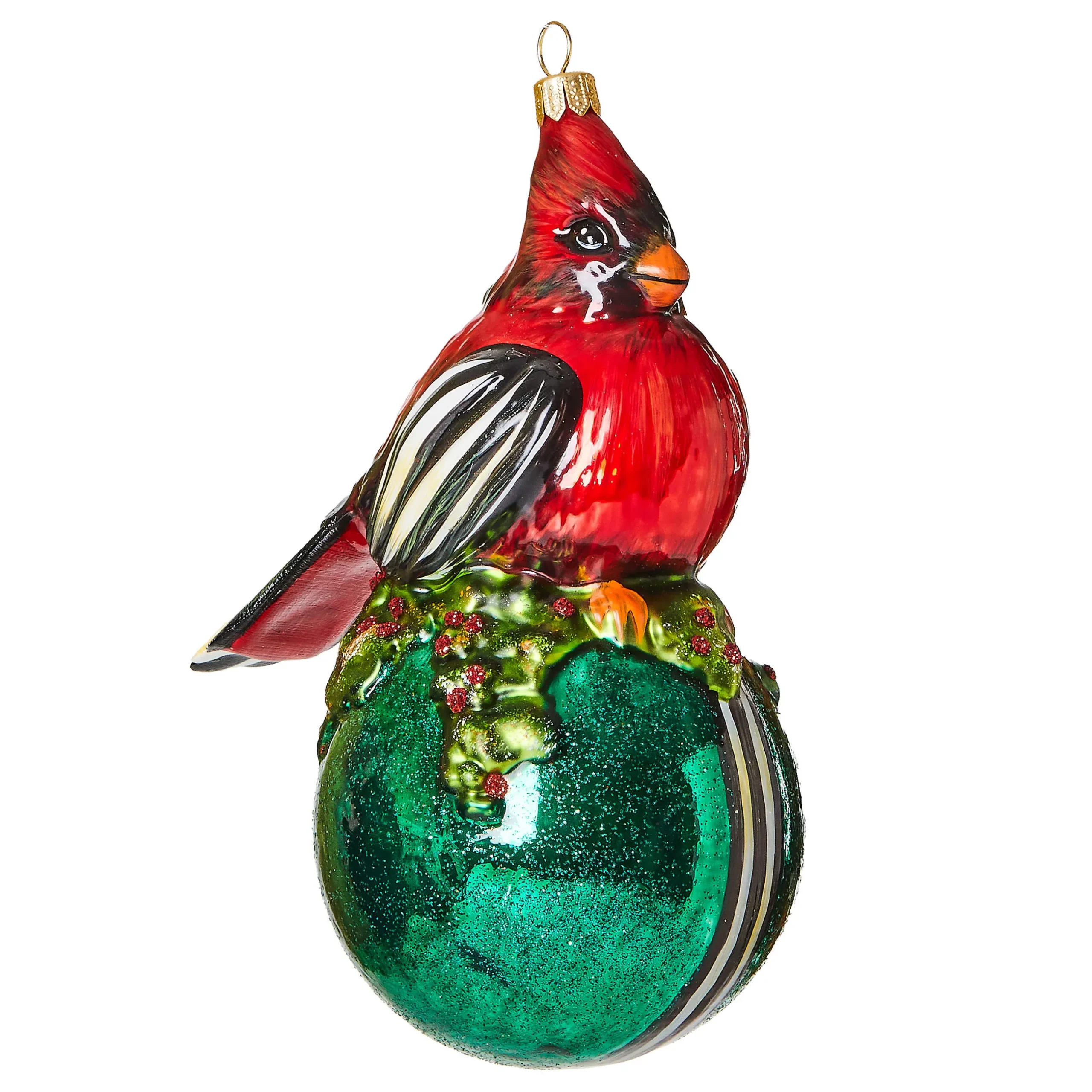 Holiday|MacKenzie-Childs Cozy Cardinal On Ball Glass Ornament