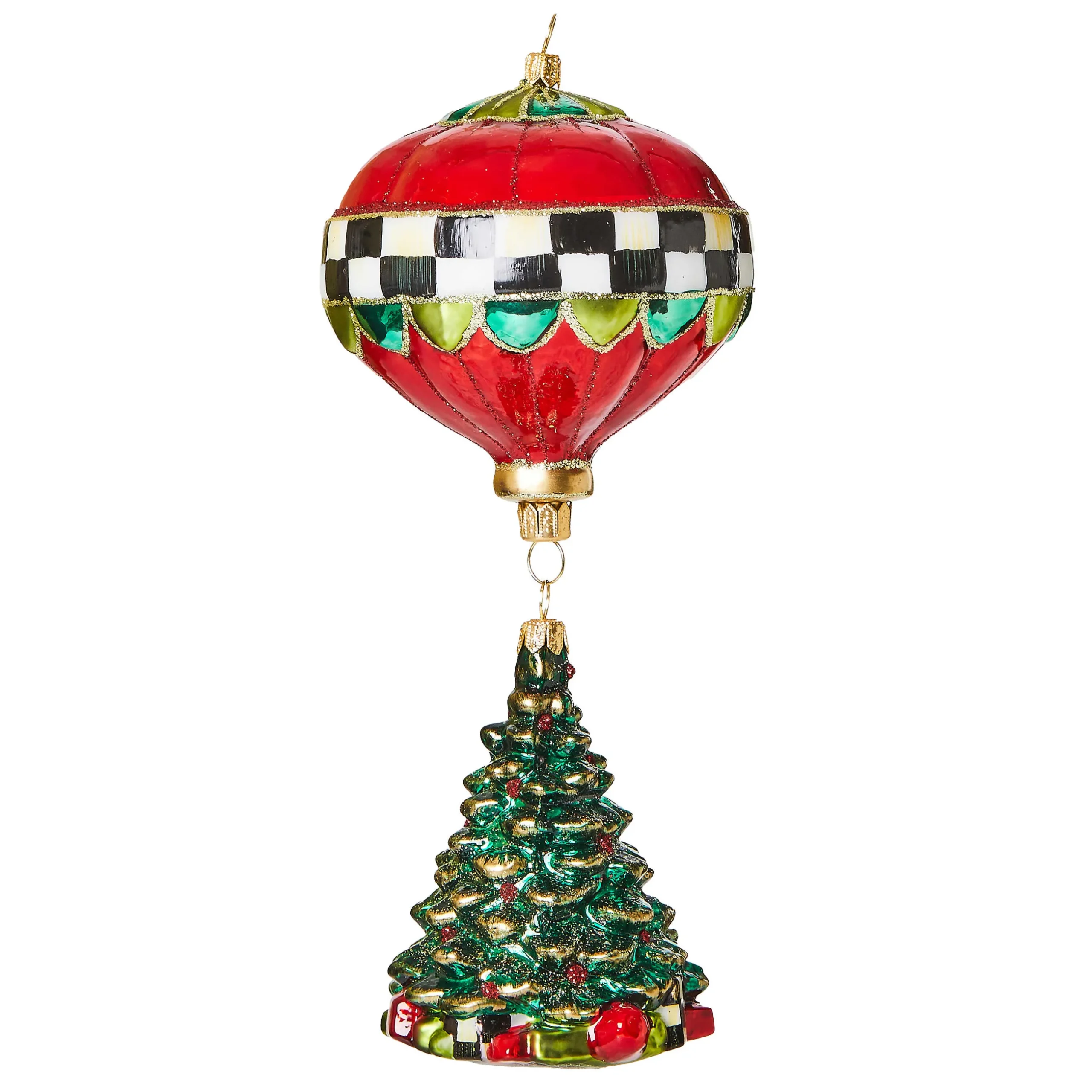 Holiday|MacKenzie-Childs Cozy Christmas Balloon Tree Glass Ornament