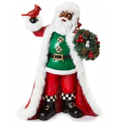 Holiday|Room Accents|MacKenzie-Childs Cozy Christmas Black Santa with Cardinal