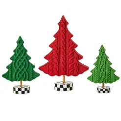 Holiday|Room Accents|MacKenzie-Childs Cozy Christmas Cable Knit Trees, Set of 3