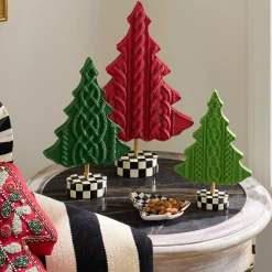 Holiday|Room Accents|MacKenzie-Childs Cozy Christmas Cable Knit Trees, Set of 3