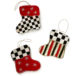 Holiday|MacKenzie-Childs Cozy Christmas Capiz Stocking Ornaments, Set of 3