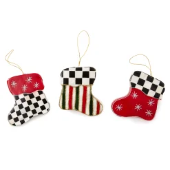 Holiday|MacKenzie-Childs Cozy Christmas Capiz Stocking Ornaments, Set of 3