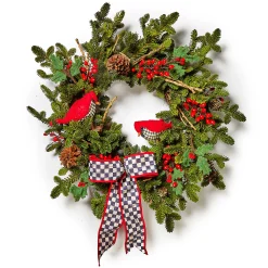 Greenery & Florals|Outdoor|MacKenzie-Childs Cozy Christmas Cardinal 29 Wreath