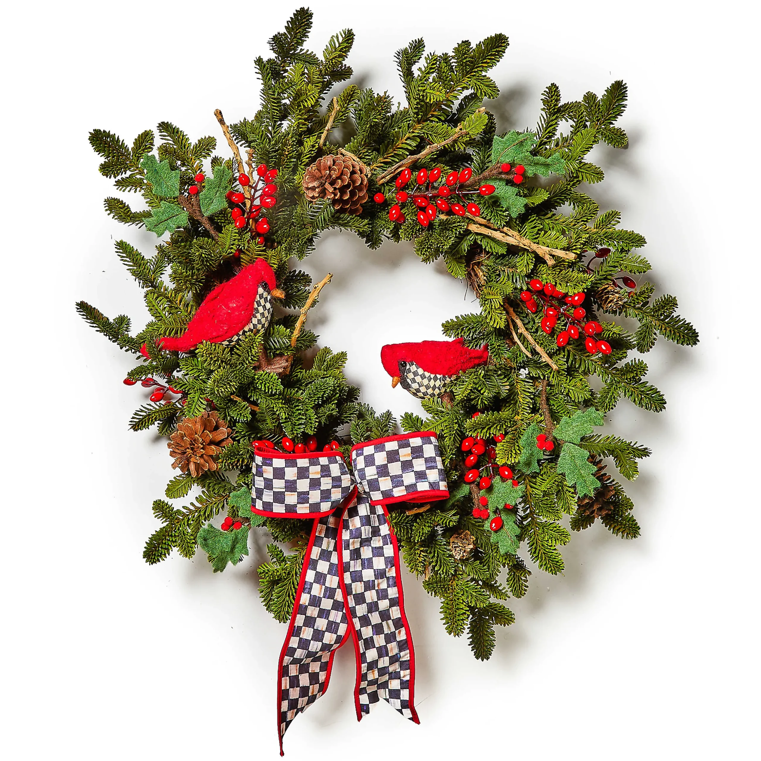 Greenery & Florals|Outdoor|MacKenzie-Childs Cozy Christmas Cardinal 29 Wreath