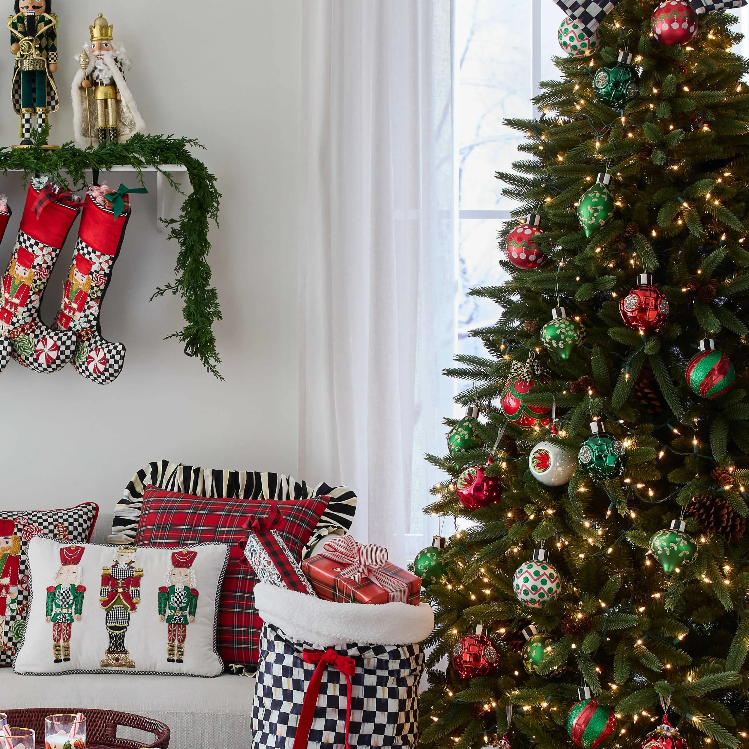 Holiday|MacKenzie-Childs Cozy Christmas Glass Ball Ornaments, Set of 6