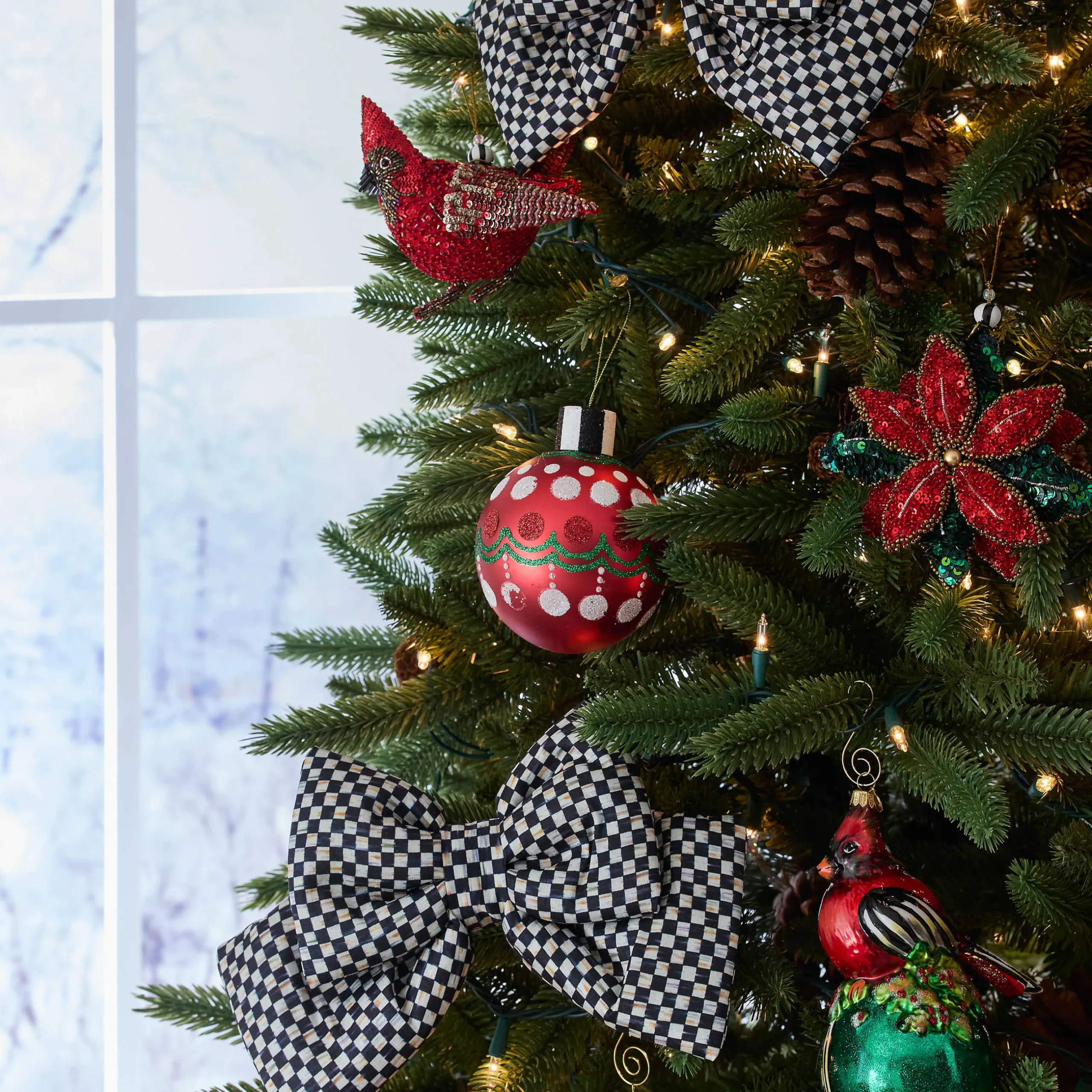 Holiday|MacKenzie-Childs Cozy Christmas Glass Ball Ornaments, Set of 6