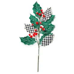 Greenery & Florals|MacKenzie-Childs Cozy Christmas Holly Spray Stem