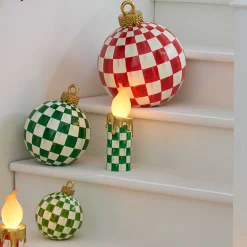 Candles & Fragrances|MacKenzie-Childs Cozy Christmas Illuminated Green Check Melting Candle