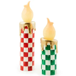 Candles & Fragrances|MacKenzie-Childs Cozy Christmas Illuminated Green Check Melting Candle