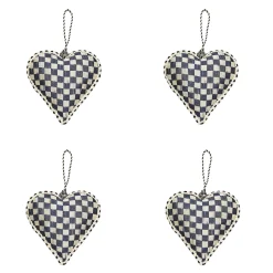 Holiday|MacKenzie-Childs Cozy Christmas Patchwork Heart Ornaments, Set of 4
