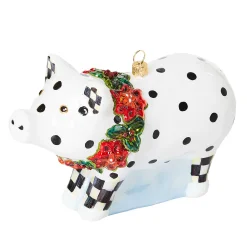 Holiday|MacKenzie-Childs Cozy Christmas Pig Glass Ornament