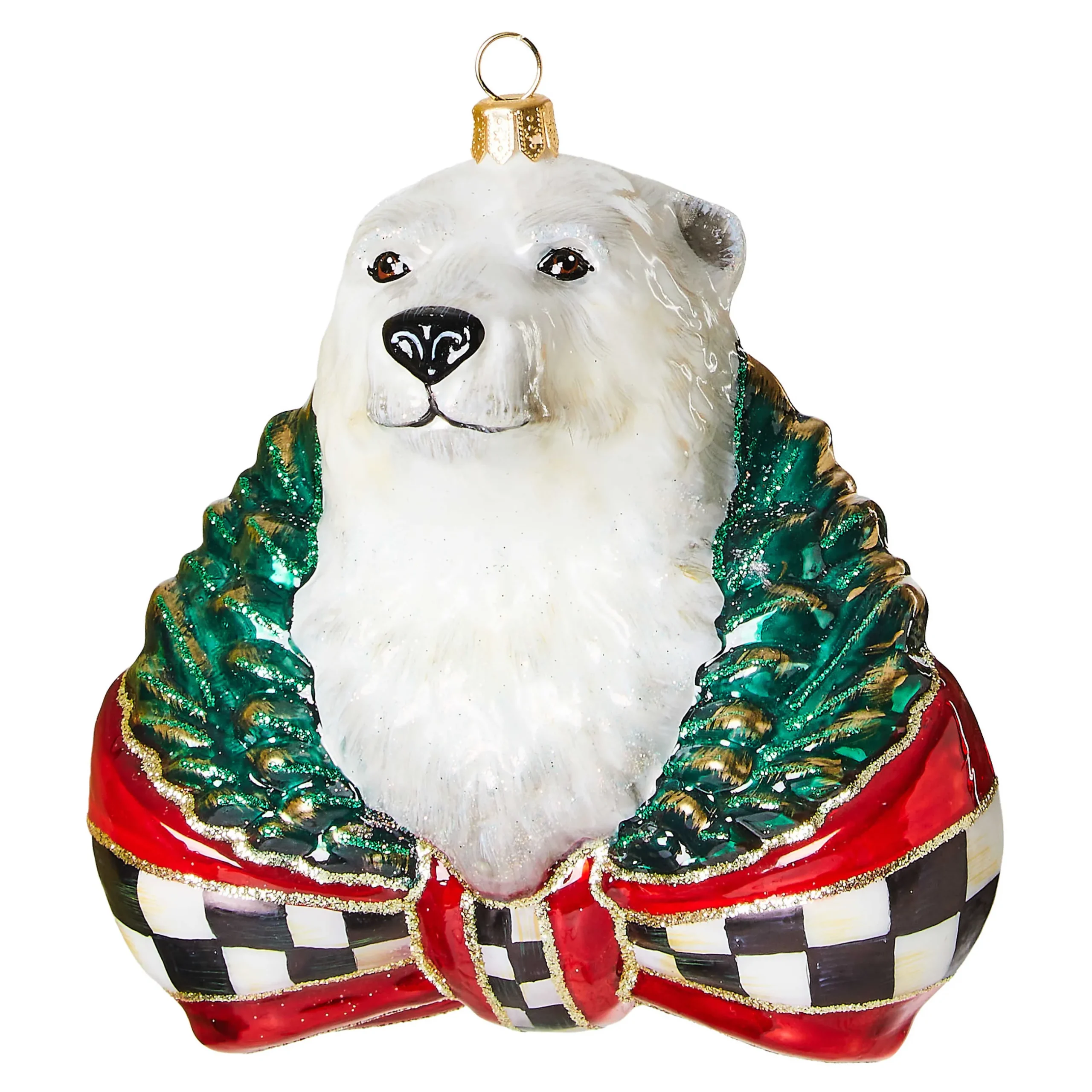 Holiday|MacKenzie-Childs Cozy Christmas Polar Bear Glass Ornament
