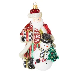 Holiday|MacKenzie-Childs Cozy Christmas Santa and Snowman Glass Ornament