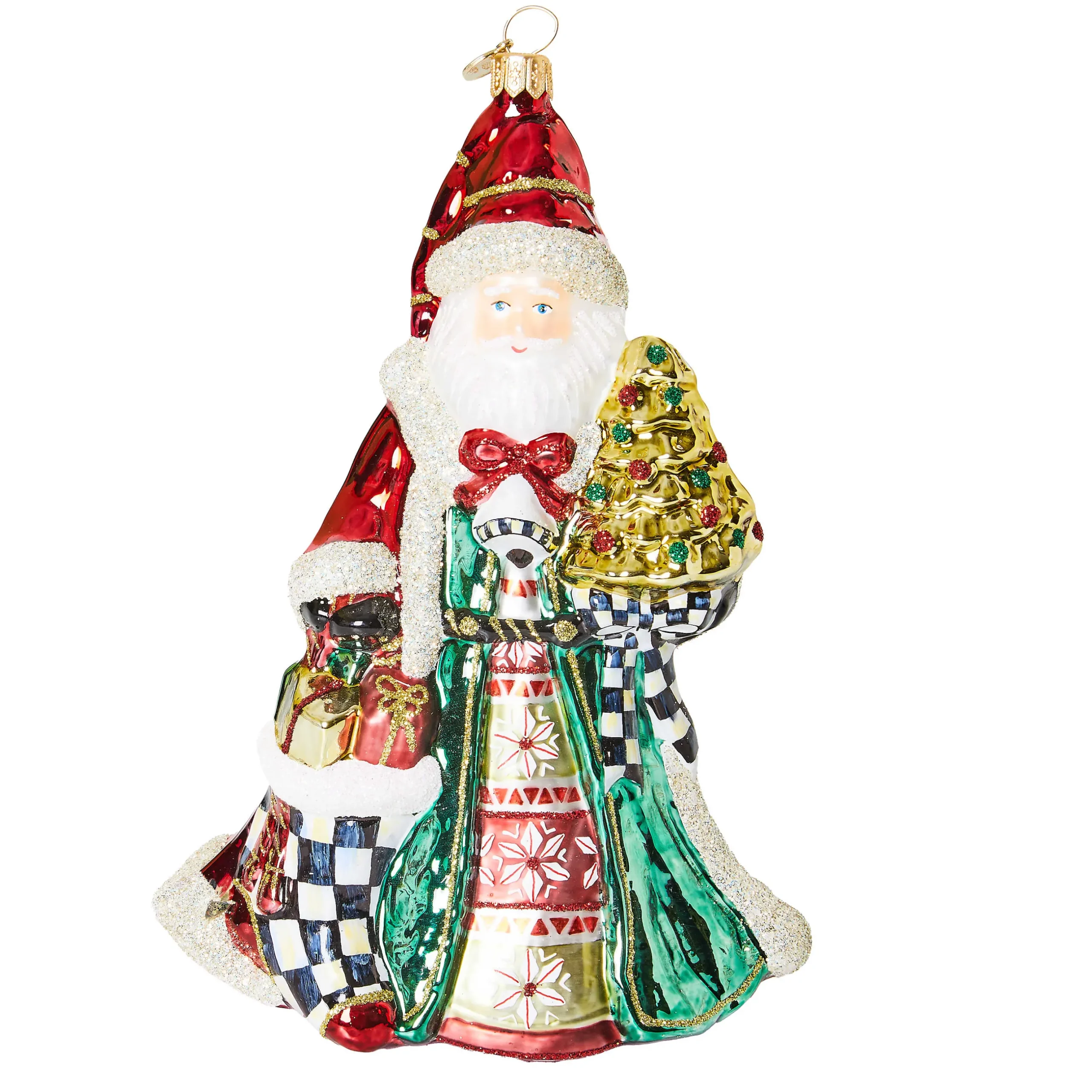 Holiday|MacKenzie-Childs Cozy Christmas Santa Glass Ornament